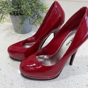 bebe Red Patent Round-Toe Stiletto Pumps